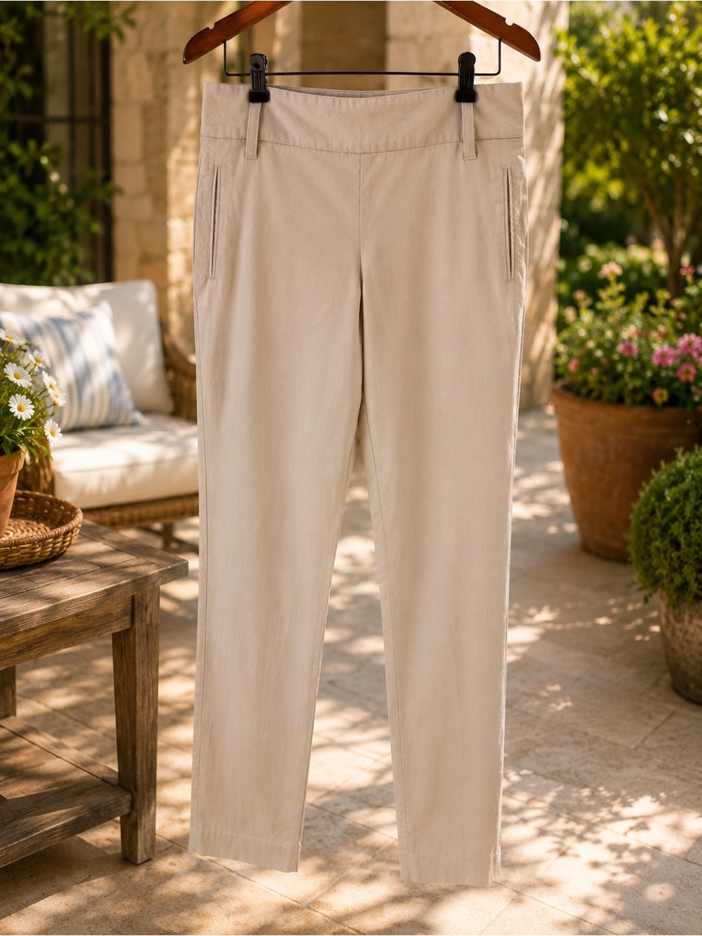 Banana Republic Martin Fit Stretch Pants | Size 12 | Beige Straight Leg